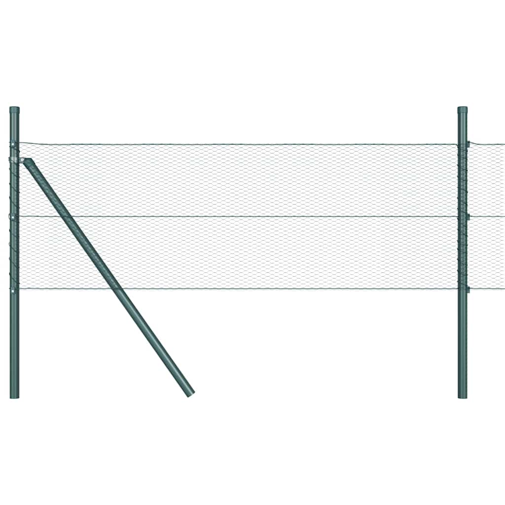 Fence with Posts Green 0.6 x 25 m PVC-coated steel