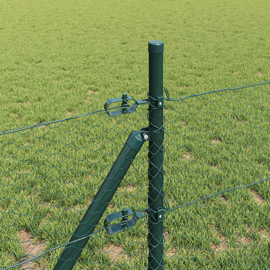 Fence with Posts Green 0.8 x 25 m PVC-coated steel
