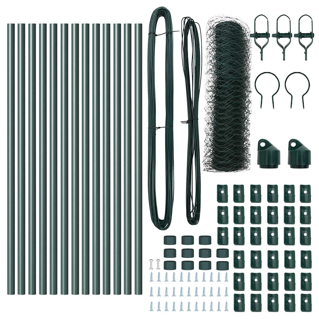 Fence with Posts Green 0.8 x 25 m PVC-coated steel
