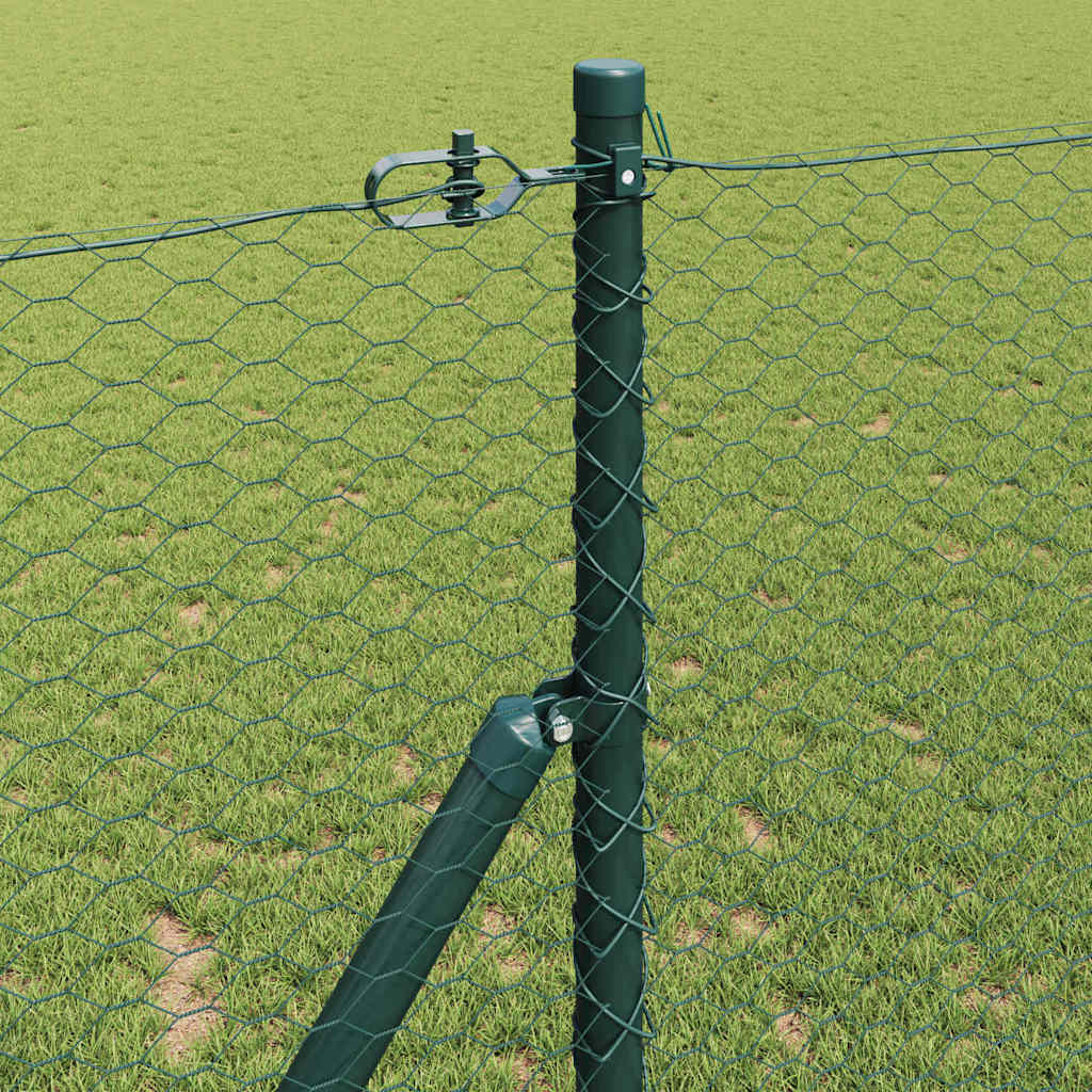 Fence with Posts Green 1.2 x 50 m PVC-coated steel