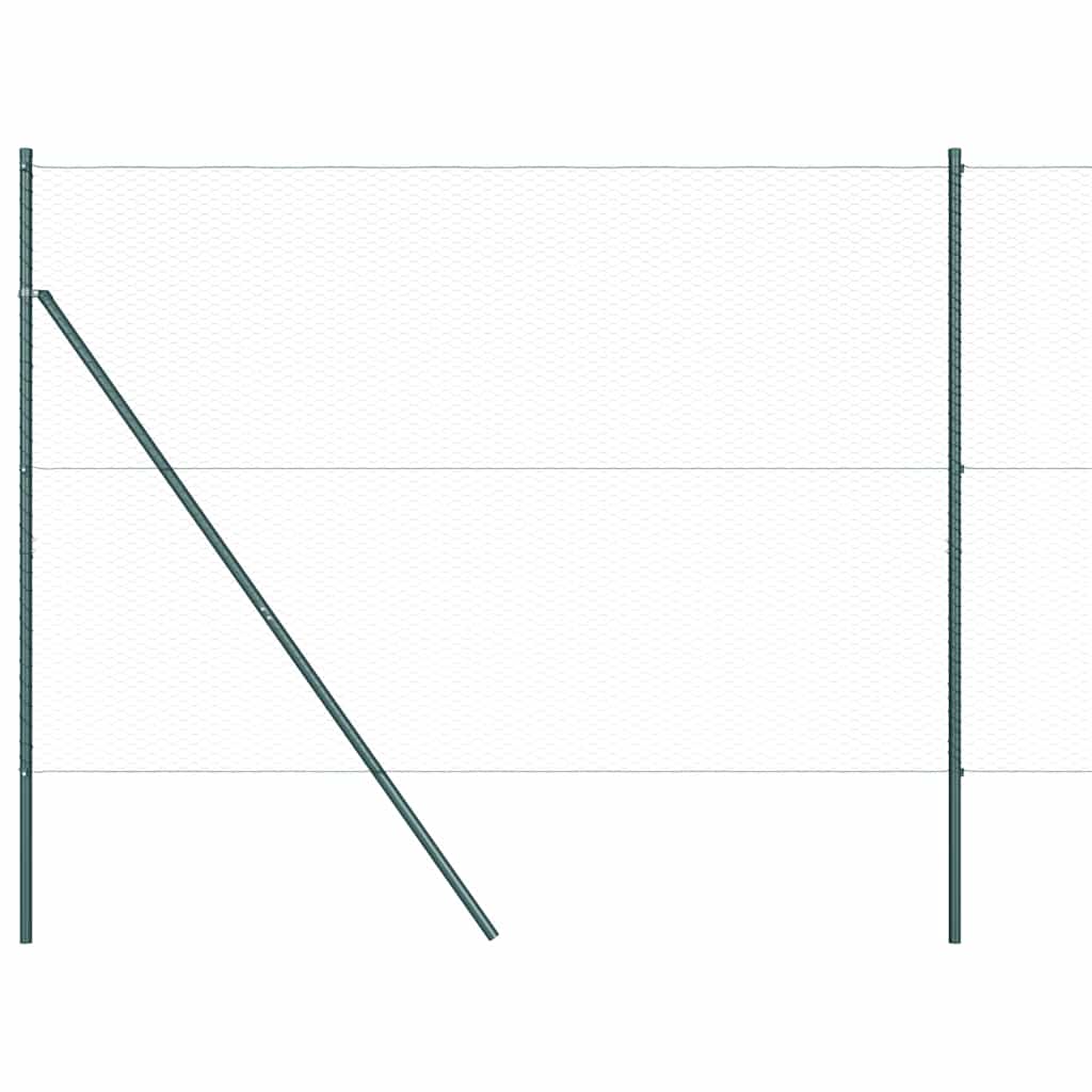 Fence with Posts Green 1.5 x 50 m PVC-coated steel