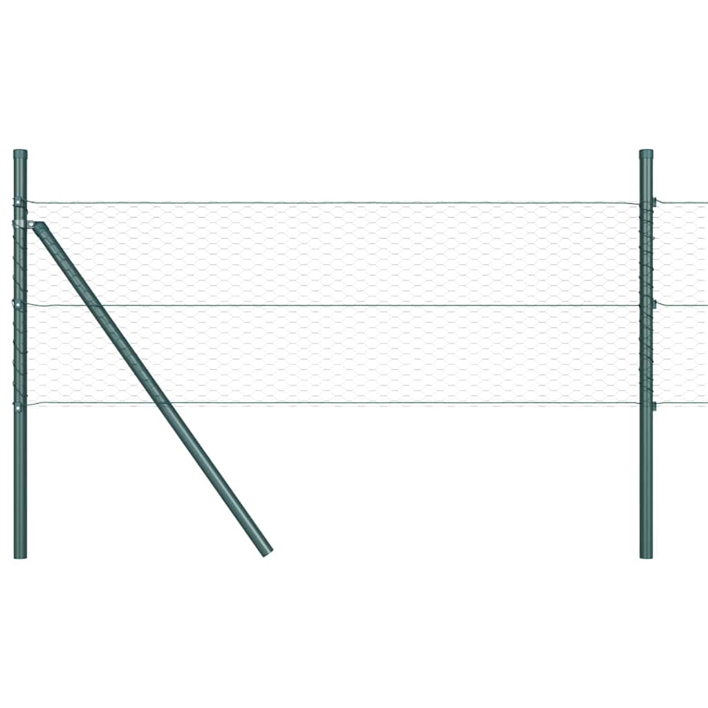 Fence with Posts Green 0.5 x 100 m PVC-coated steel