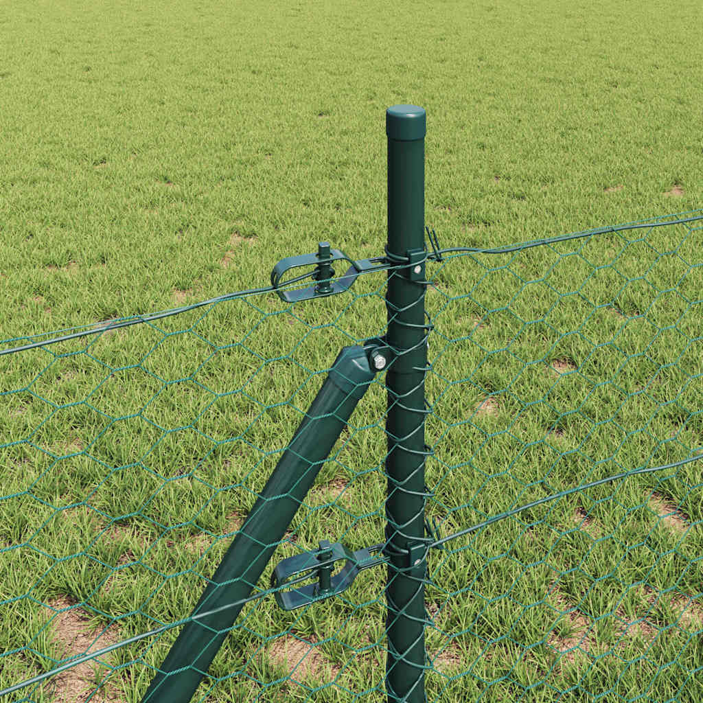 Fence with Posts Green 0.6 x 100 m PVC-coated steel