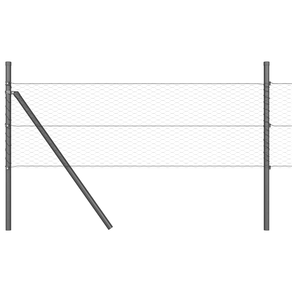 Fence with Posts Grey 0.4 x 10 m PVC-coated steel