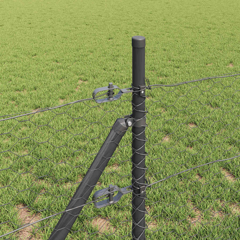 Fence with Posts Grey 0.4 x 10 m PVC-coated steel
