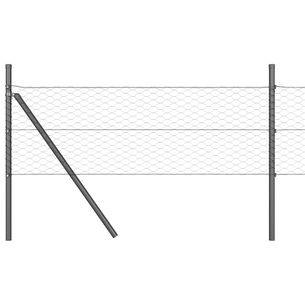 Fence with Posts Grey 0.4 x 10 m PVC-coated steel