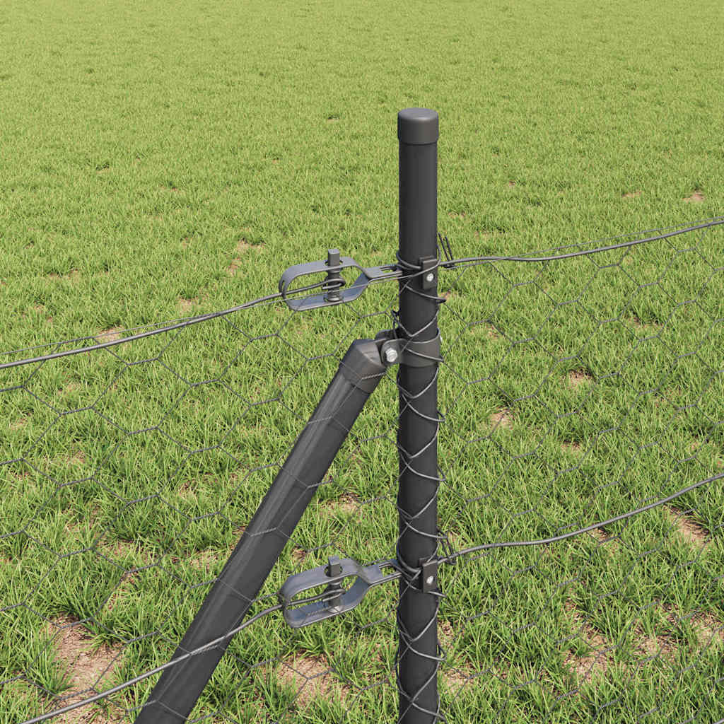Fence with Posts Grey 0.4 x 10 m PVC-coated steel