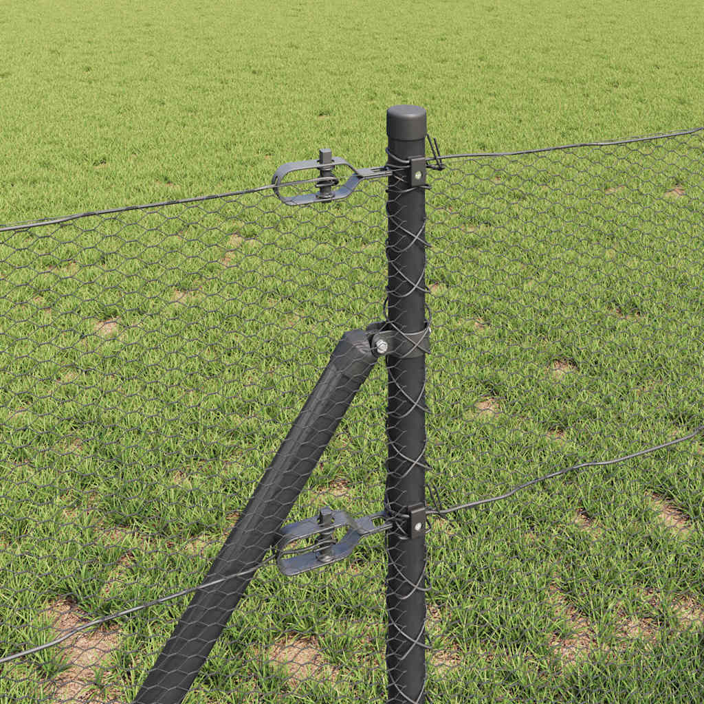 Fence with Posts Grey 0.6 x 10 m PVC-coated steel