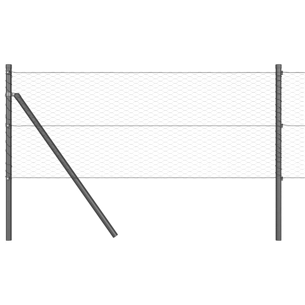 Fence with Posts Grey 0.6 x 10 m PVC-coated steel