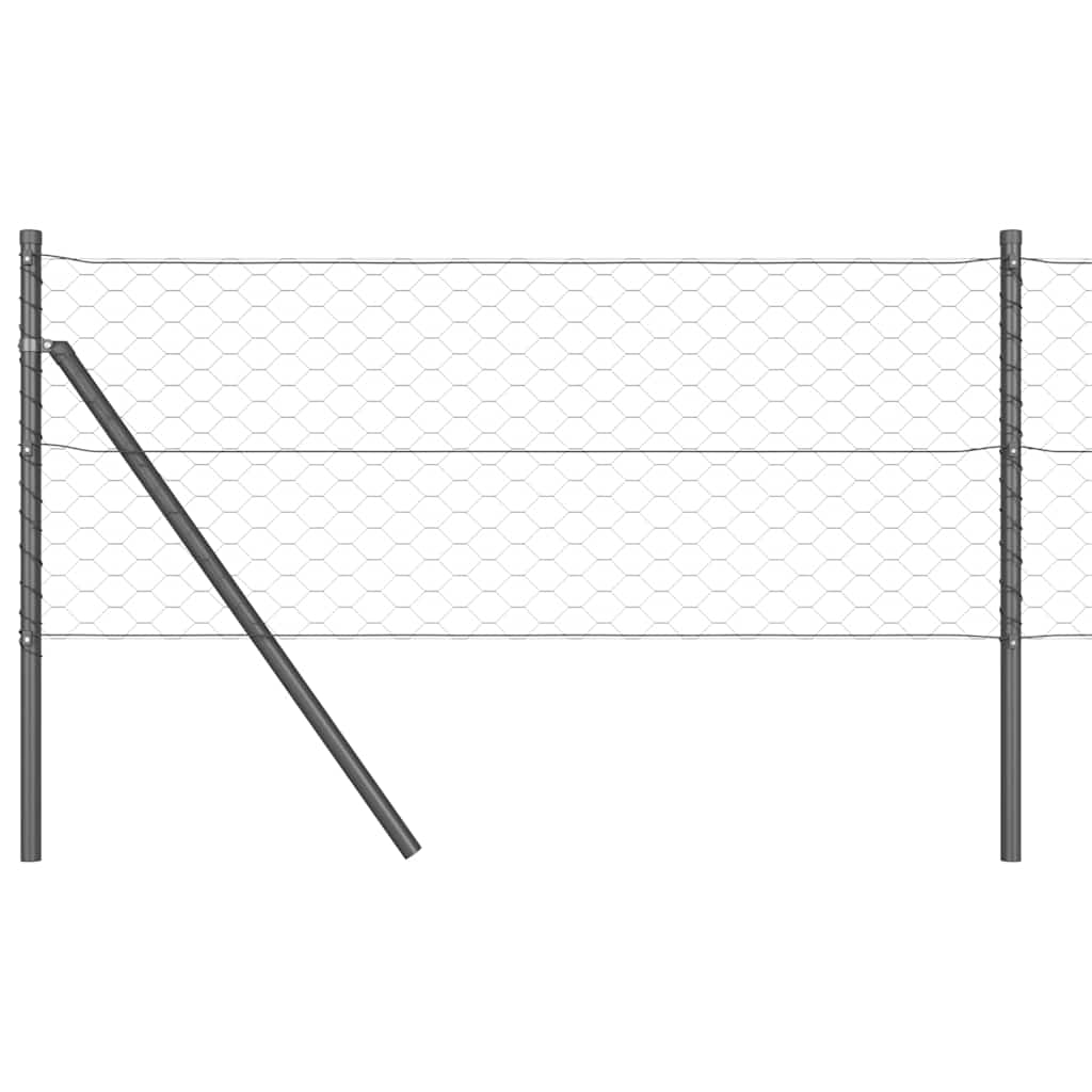 Fence with Posts Grey 0.6 x 10 m PVC-coated steel