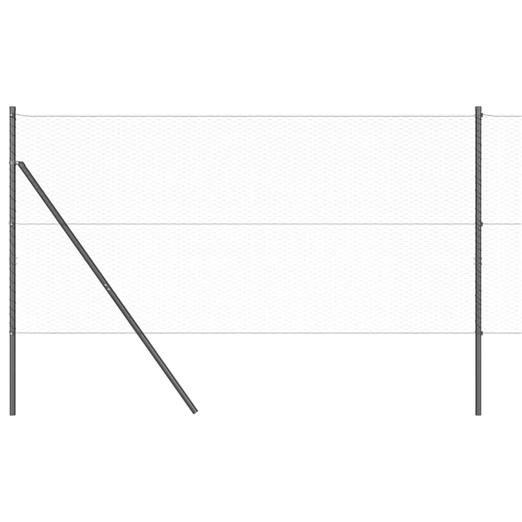 Fence with Posts Grey 1 x 10 m PVC-coated steel