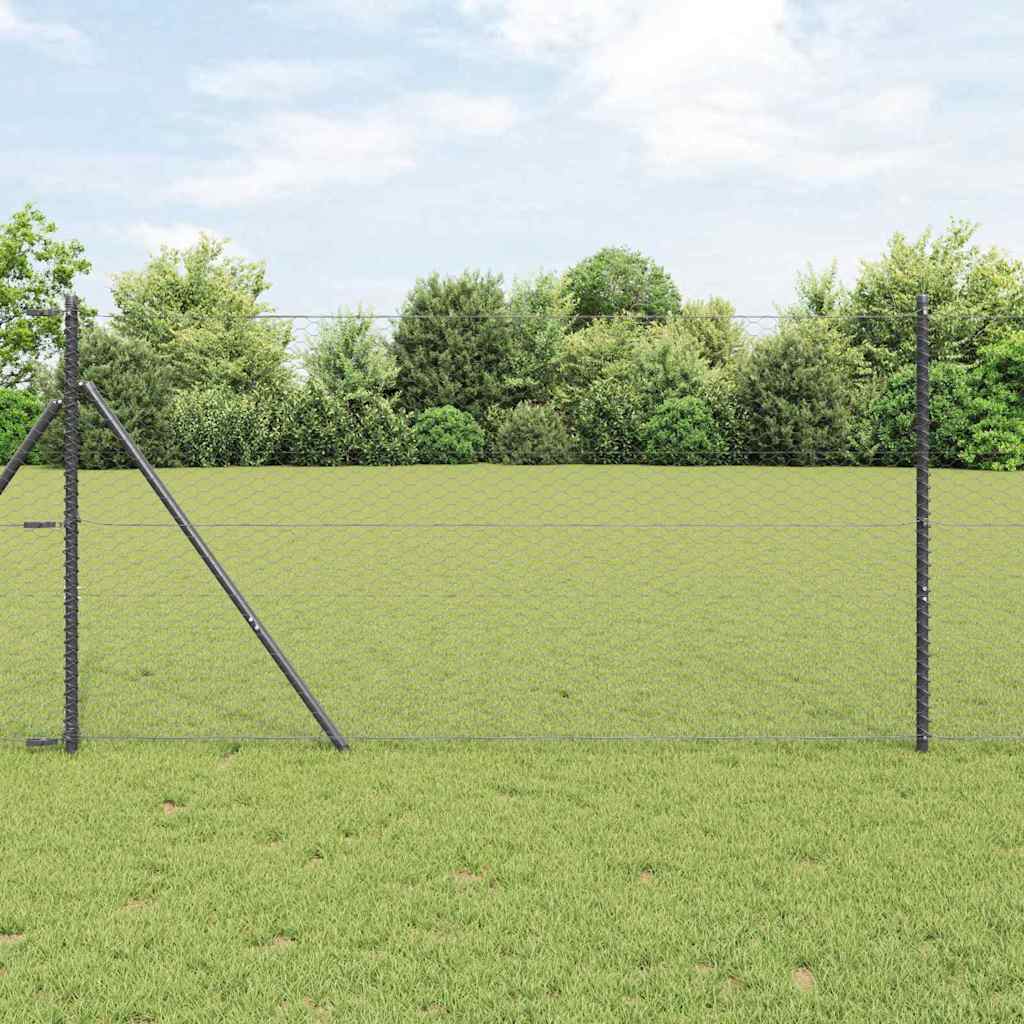 Fence with Posts Grey 1.2 x 10 m PVC-coated steel