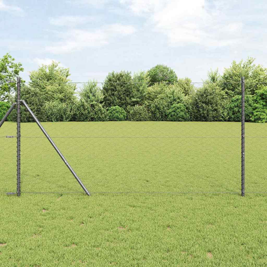 Fence with Posts Grey 1.2 x 10 m PVC-coated steel