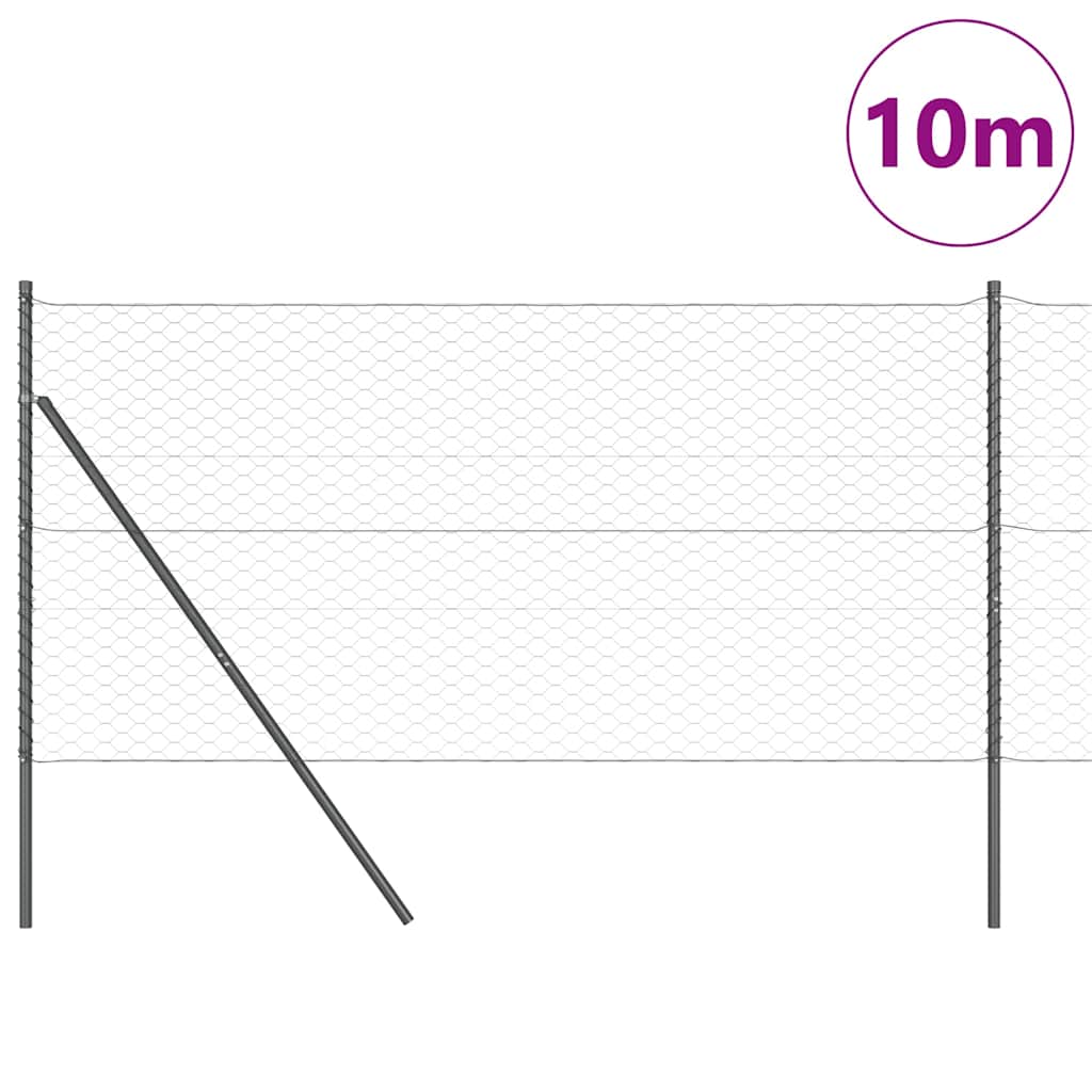 Fence with Posts Grey 1.2 x 10 m PVC-coated steel