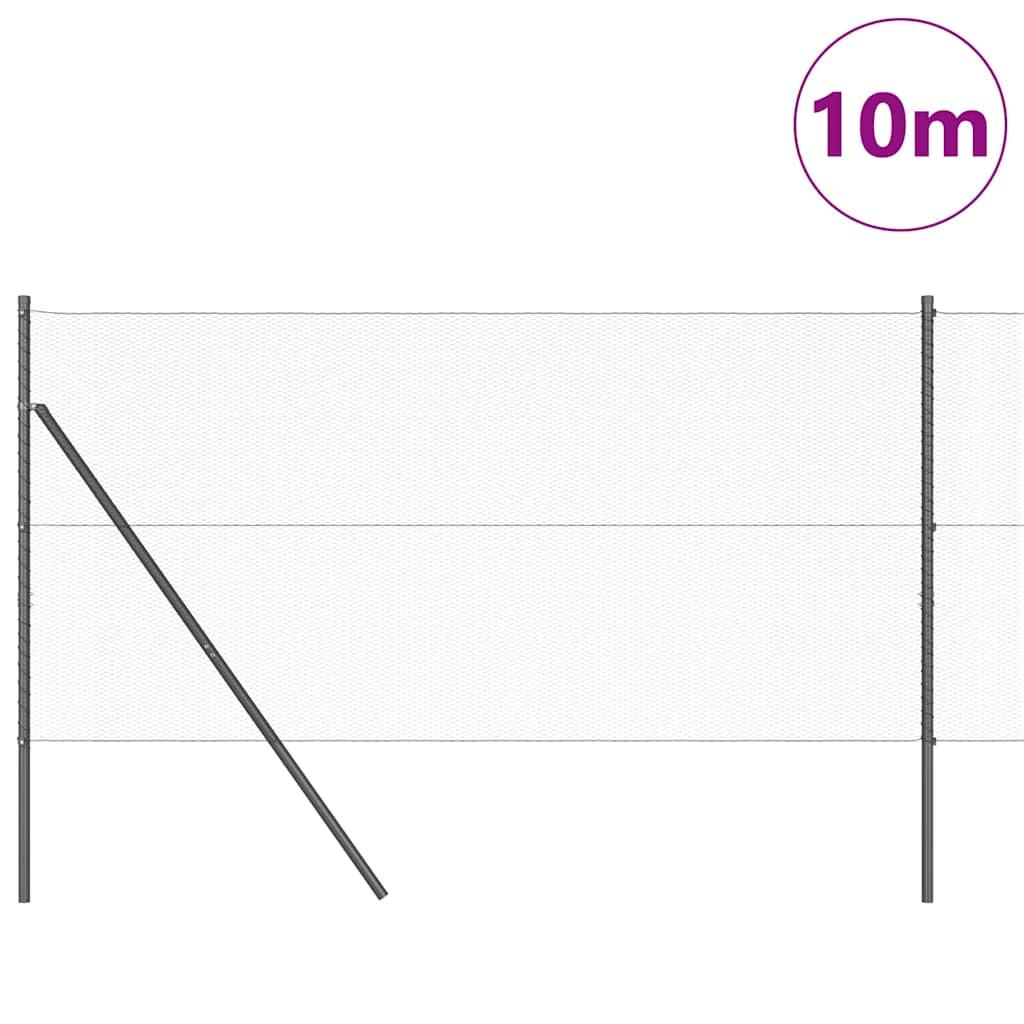 Fence with Posts Grey 1.4 x 10 m PVC-coated steel