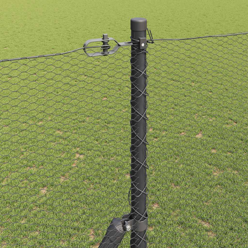 Fence with Posts Grey 1.6 x 10 m PVC-coated steel