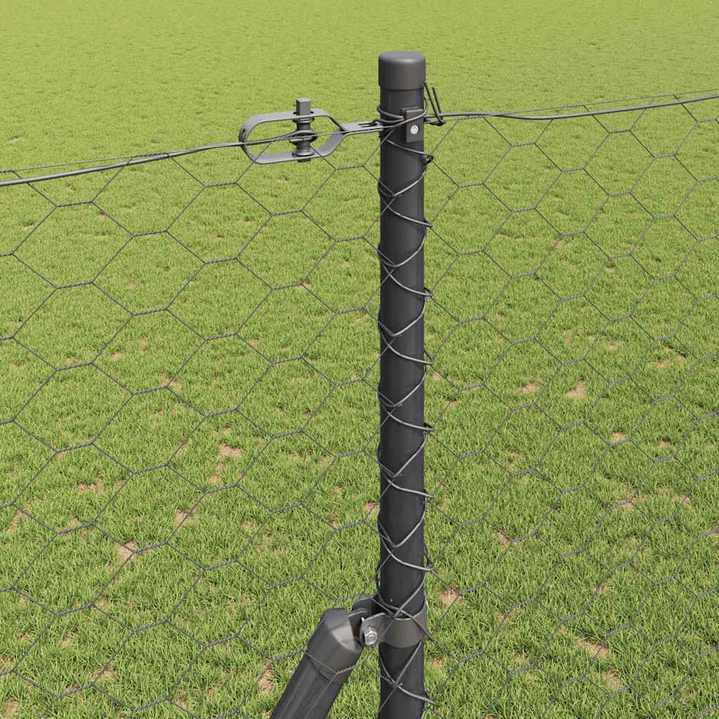Fence with Posts Grey 1.6 x 10 m PVC-coated steel