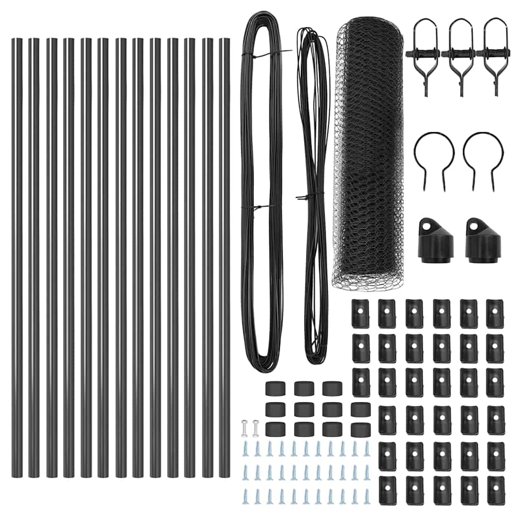 Fence with Posts Grey 0.6 x 25 m PVC-coated steel