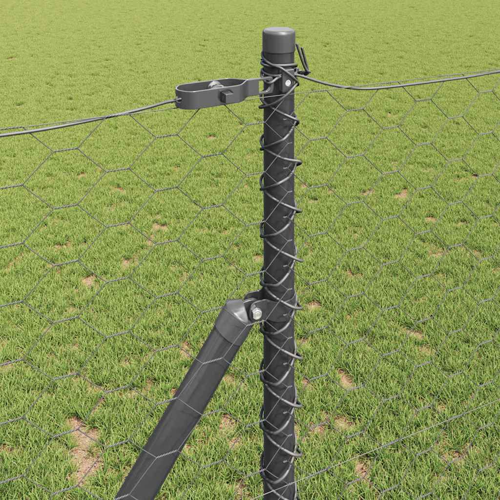 Fence with Posts Grey 1.4 x 25 m PVC-coated steel