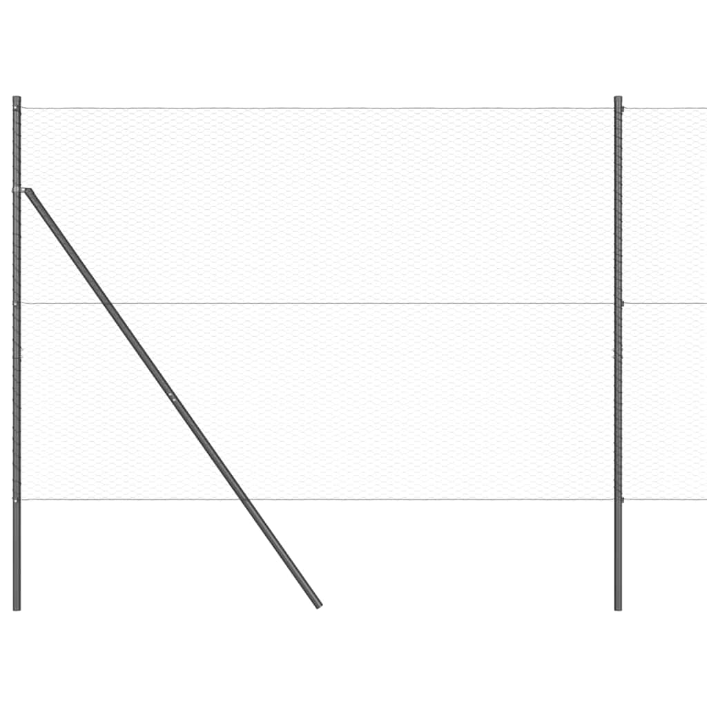 Fence with Posts Grey 1.5 x 25 m PVC-coated steel