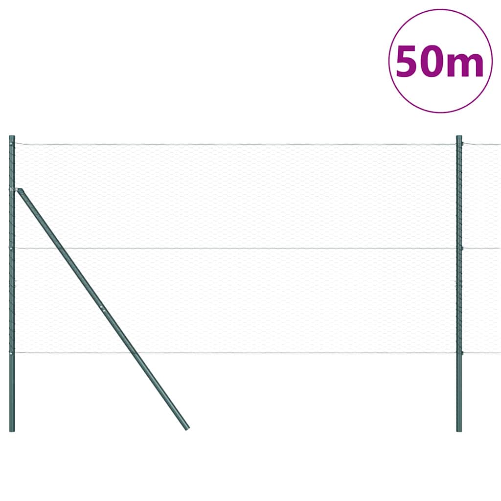 Fence with Posts Grey 1 x 50 m PVC-coated steel