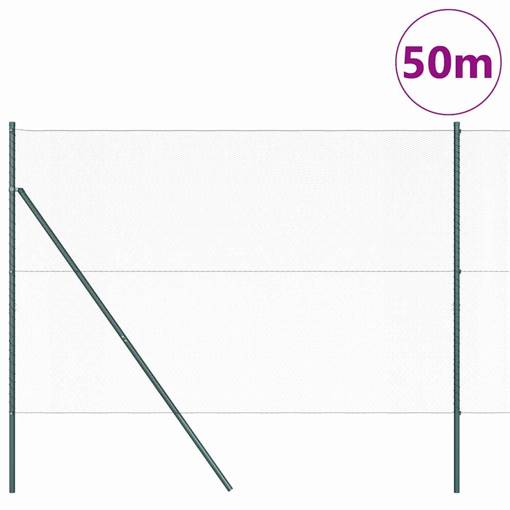 Fence with Posts Grey 1.5 x 50 m PVC-coated steel