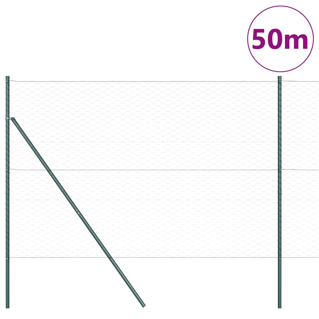 Fence with Posts Grey 1.5 x 50 m PVC-coated steel