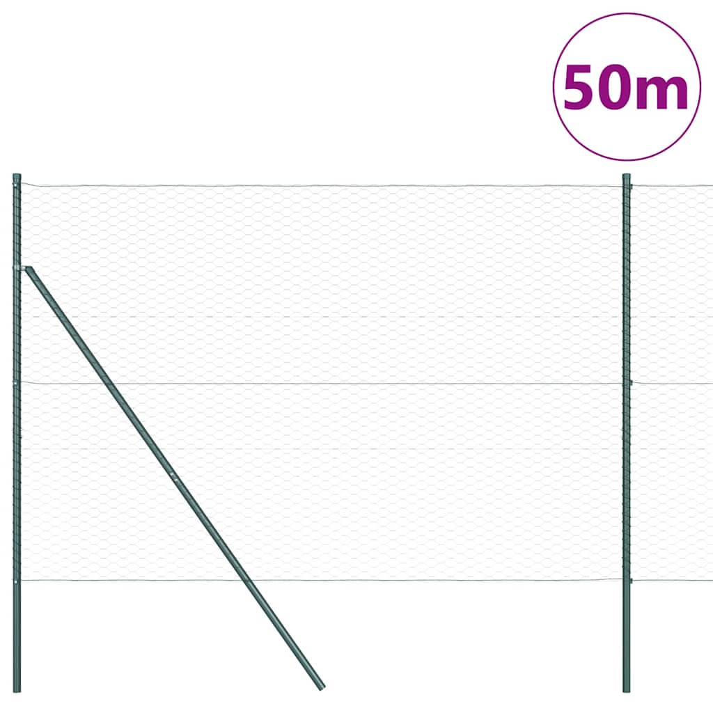Fence with Posts Grey 1.6 x 50 m PVC-coated steel