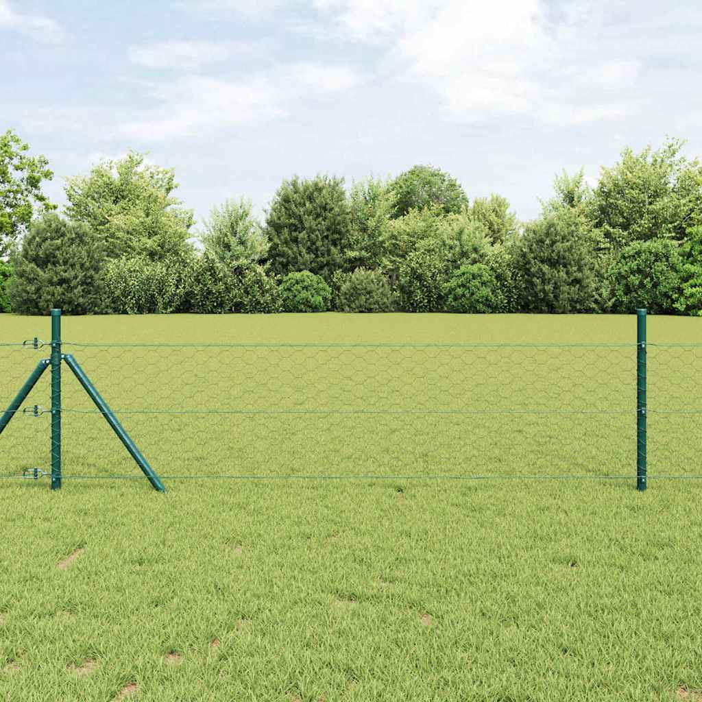 Fence with Posts Grey 0.4 x 100 m PVC-coated steel