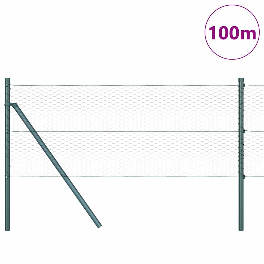 Fence with Posts Grey 0.6 x 100 m PVC-coated steel