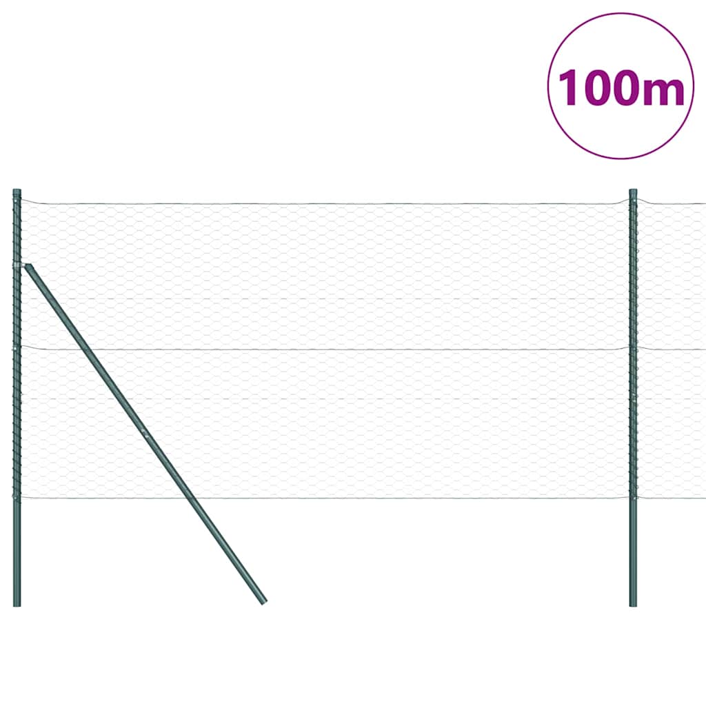 Fence with Posts Grey 1 x 100 m PVC-coated steel