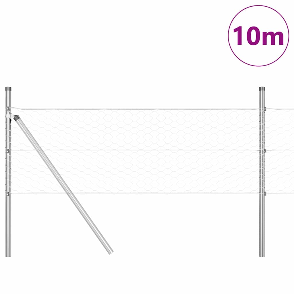 Fence with Posts Silver 0.5 x 10 m PVC-coated steel