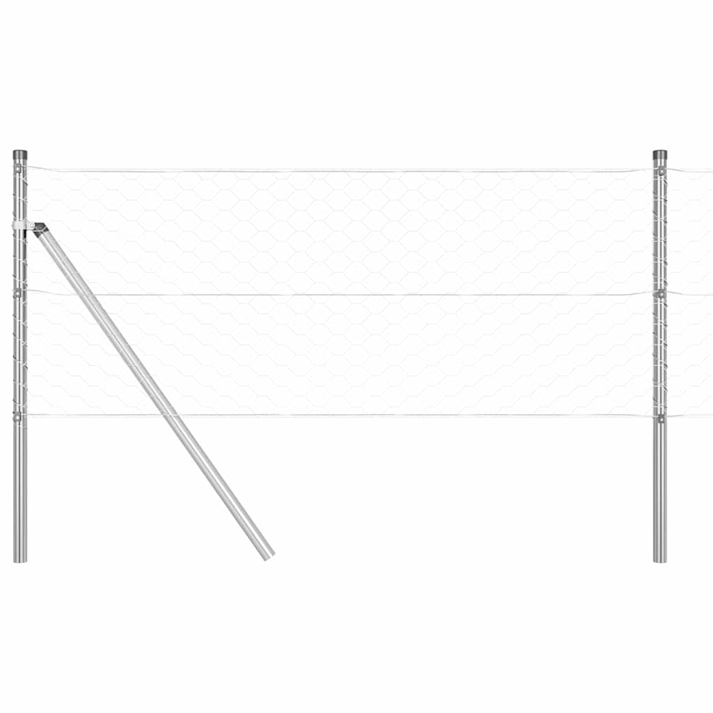 Fence with Posts Silver 0.6 x 10 m PVC-coated steel