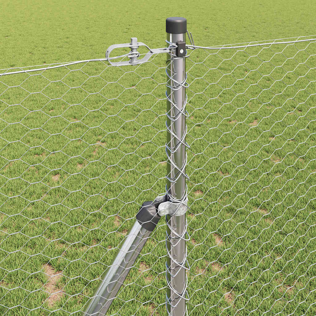 Fence with Posts Silver 1 x 10 m PVC-coated steel