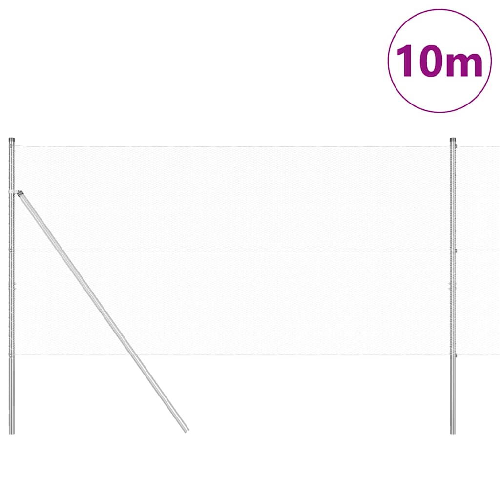 Fence with Posts Silver 1.2 x 10 m PVC-coated steel