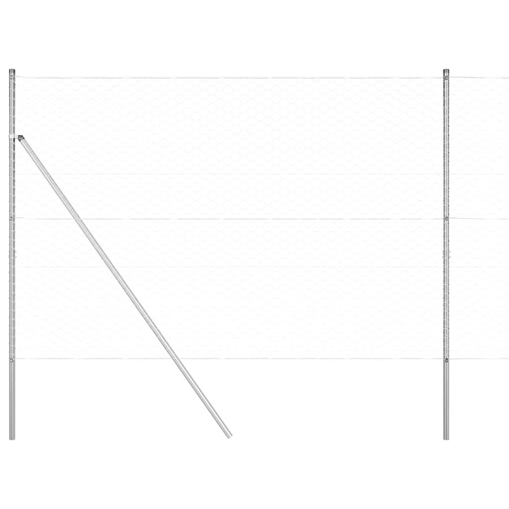 Fence with Posts Silver 1.5 x 25 m PVC-coated steel