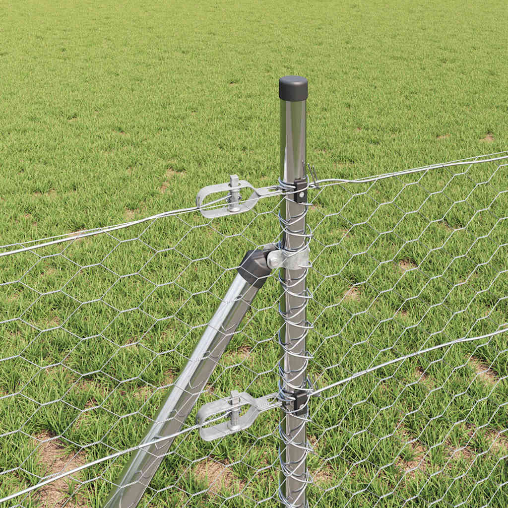 Fence with Posts Silver 0.4 x 50 m PVC-coated steel