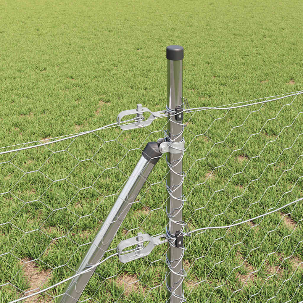 Fence with Posts Silver 0.5 x 50 m PVC-coated steel