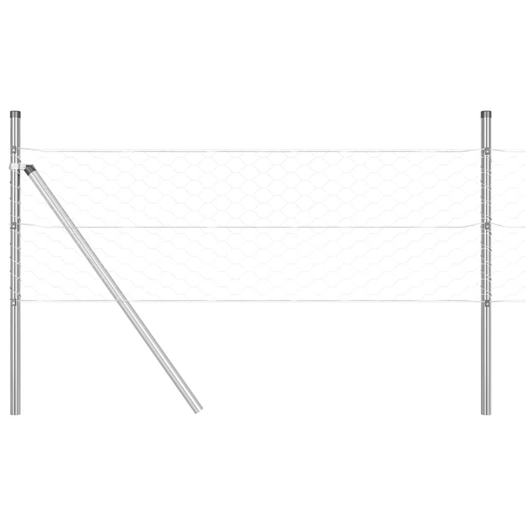 Fence with Posts Silver 0.5 x 50 m PVC-coated steel