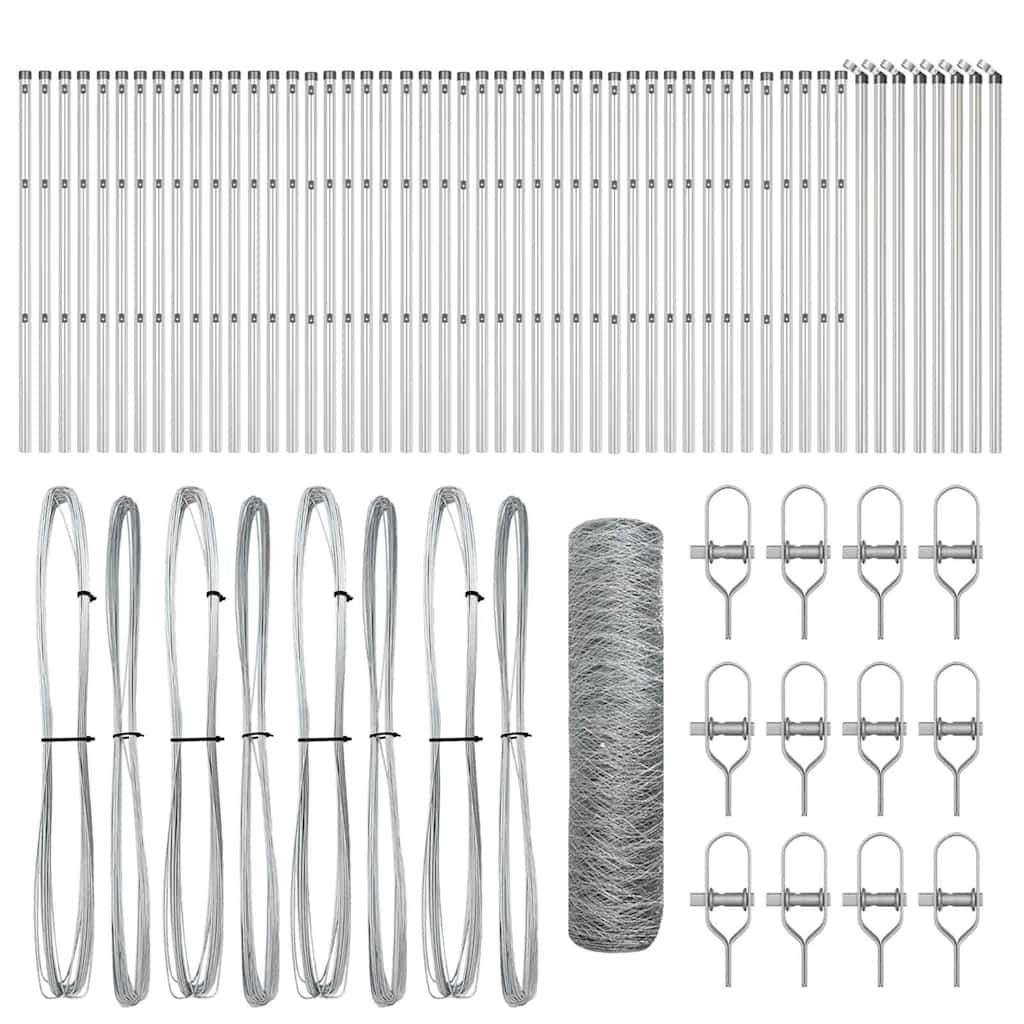 Fence with Posts Silver 0.8 x 100 m PVC-coated steel