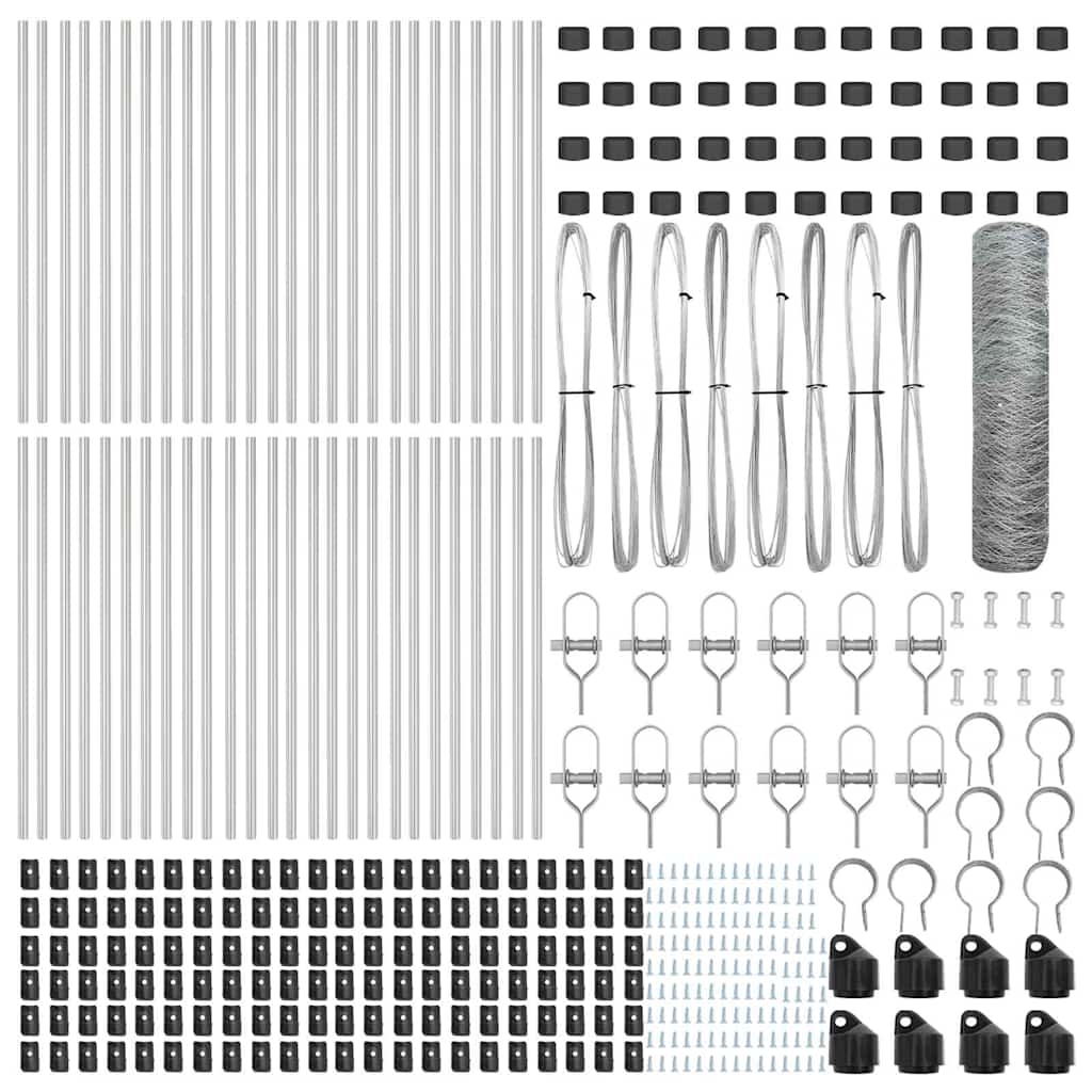 Fence with Posts Silver 0.8 x 100 m PVC-coated steel