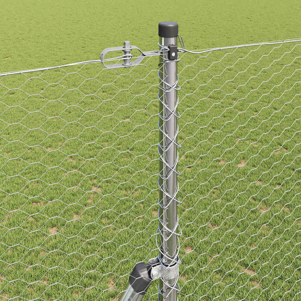 Fence with Posts Silver 1.6 x 100 m PVC-coated steel