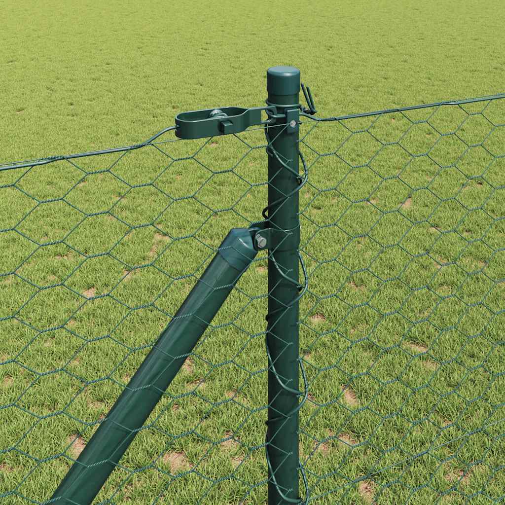 Fence with Posts Green 1.4 x 10 m PVC-coated steel