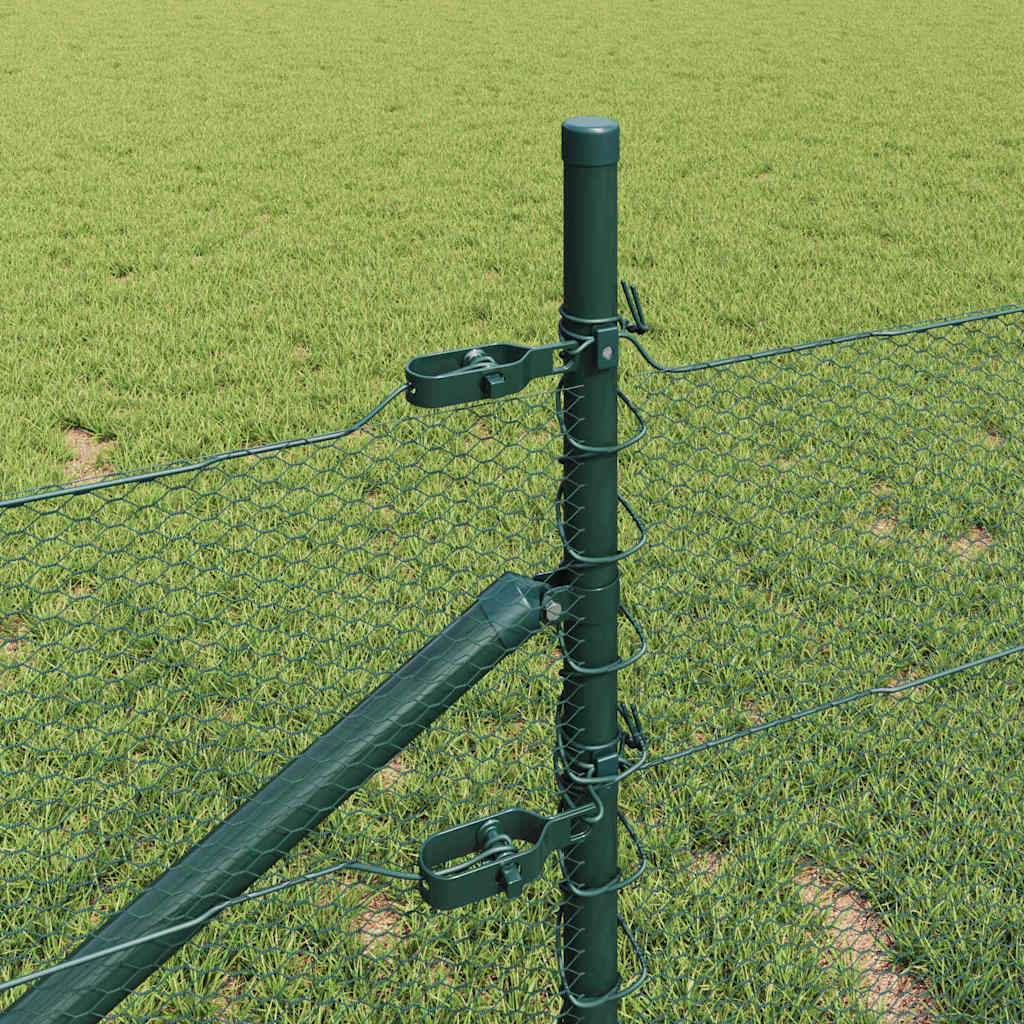Fence with Posts Green 0.4 x 25 m PVC-coated steel