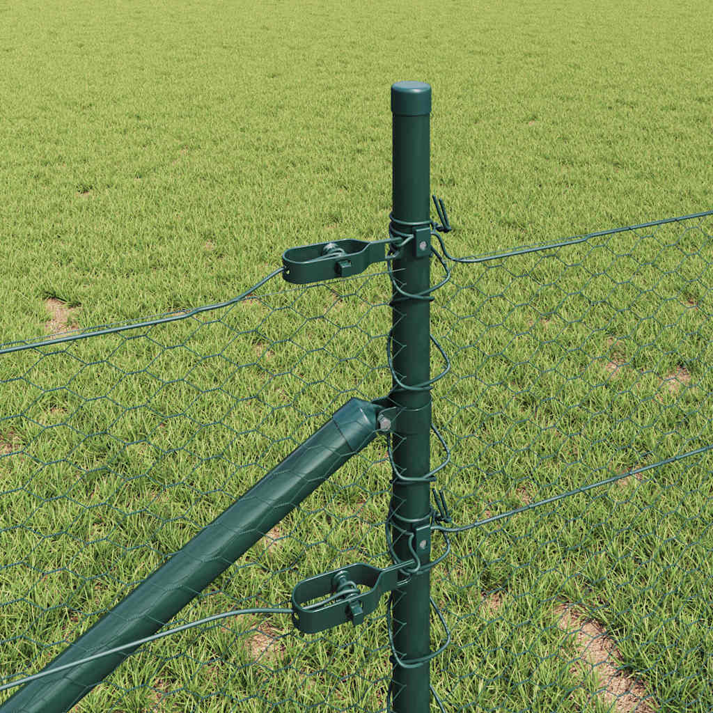 Fence with Posts Green 0.5 x 50 m PVC-coated steel