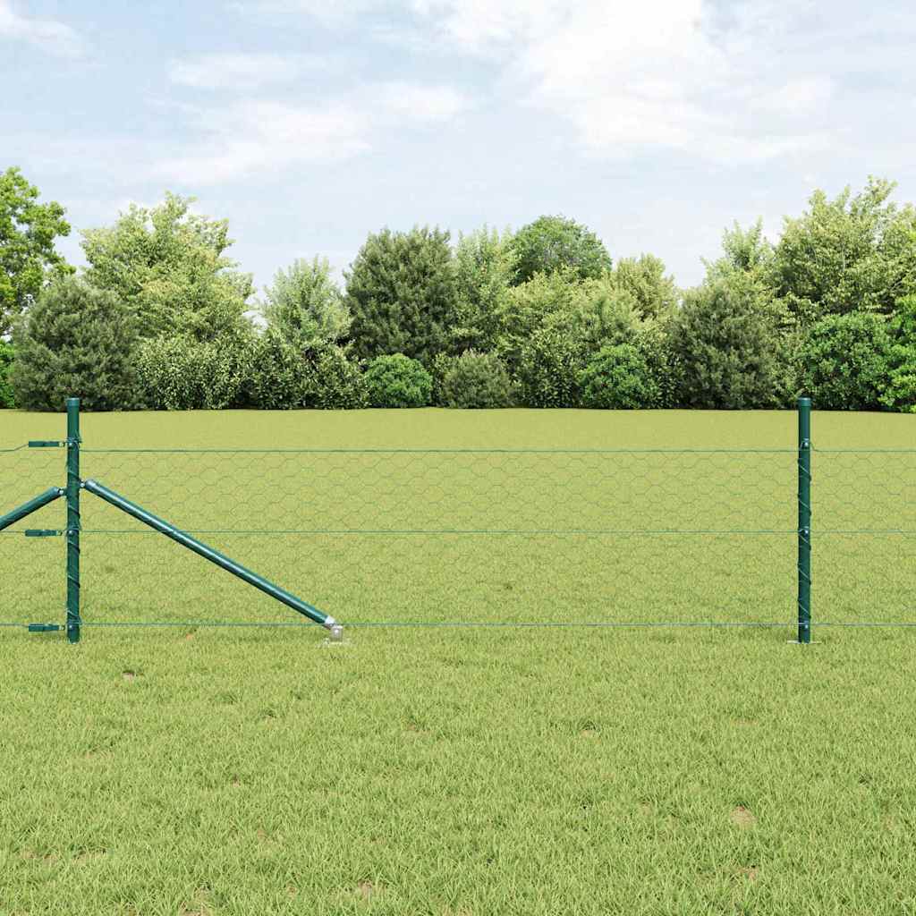 Fence with Posts Green 0.5 x 50 m PVC-coated steel
