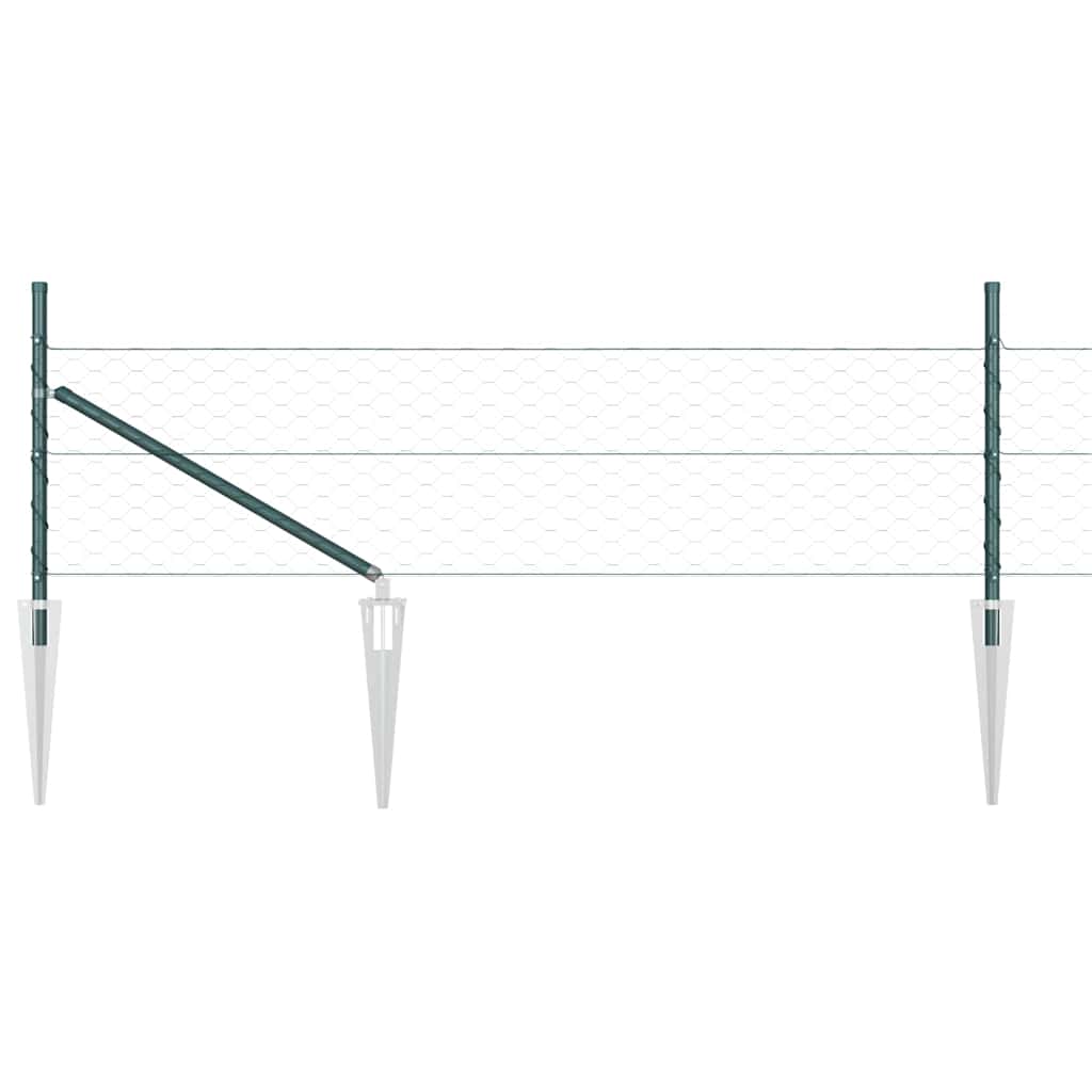 Fence with Posts Green 0.5 x 50 m PVC-coated steel