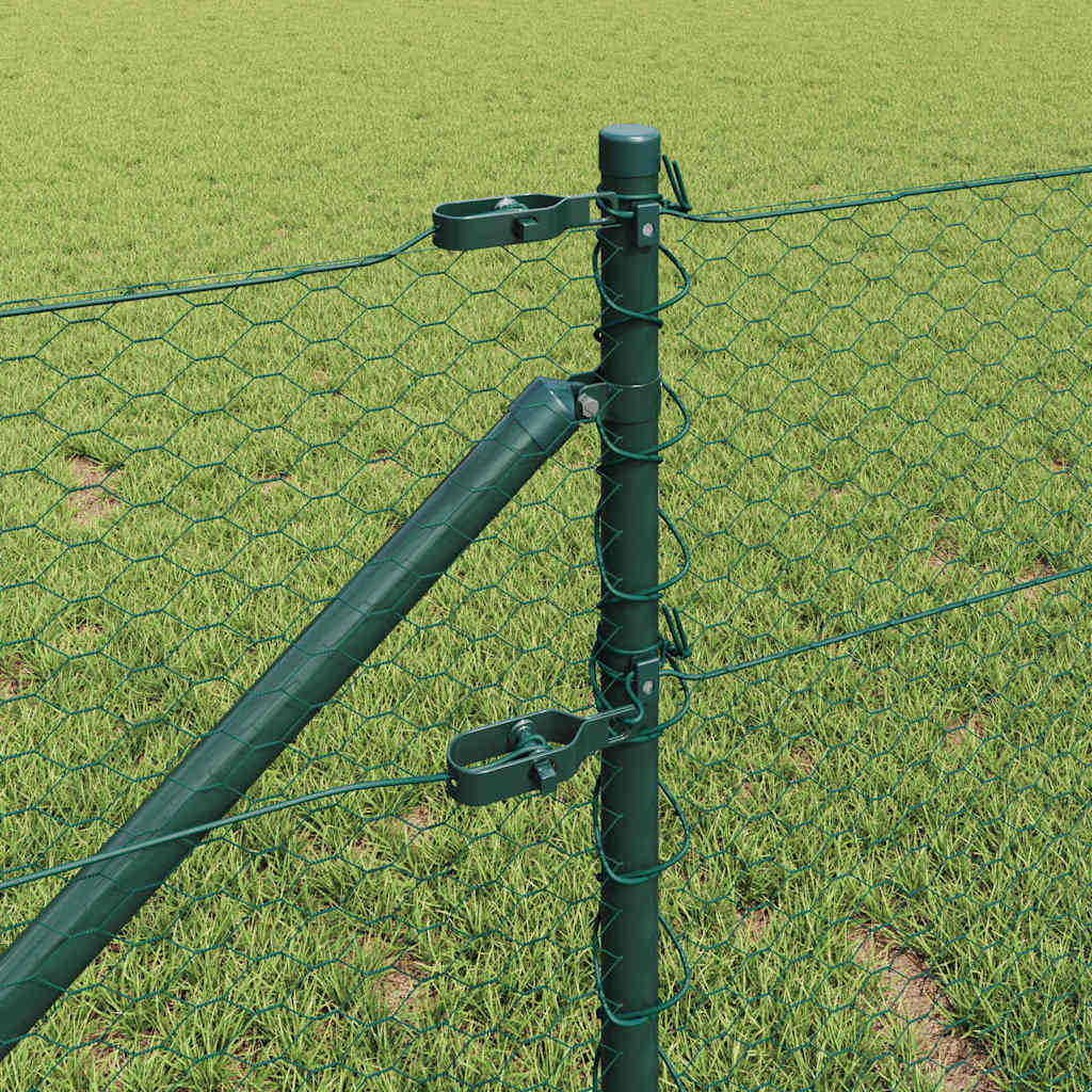 Fence with Posts Green 0.6 x 50 m PVC-coated steel