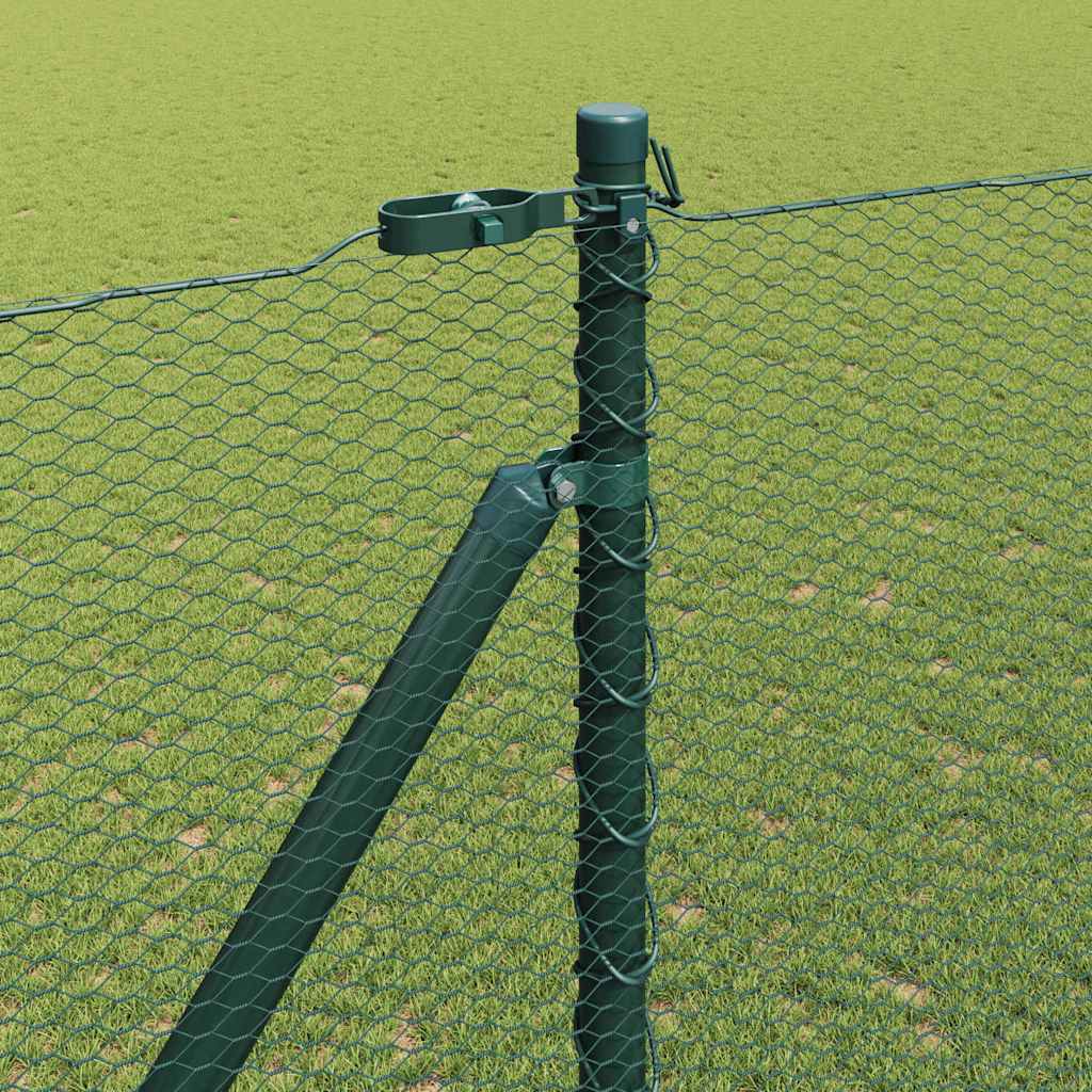 Fence with Posts Green 1.6 x 50 m PVC-coated steel