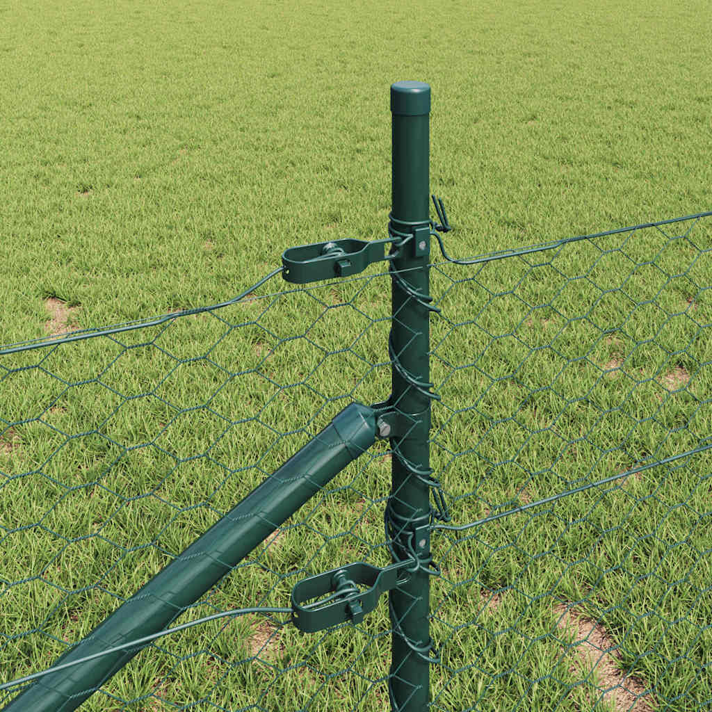 Fence with Posts Green 0.4 x 100 m PVC-coated steel